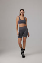 Glo Studio-Paris Seamless Biker Shorts Ash | Kadın Spor Ve Yoga Kısa Taytı-Şort-1-Milagron.com