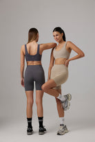 Glo Studio-Paris Seamless Biker Shorts Ash | Kadın Spor Ve Yoga Kısa Taytı-Şort-2-Milagron.com