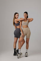 Glo Studio-Paris Seamless Biker Shorts Ash | Kadın Spor Ve Yoga Kısa Taytı-Şort-3-Milagron.com