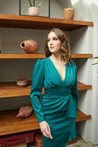 Petra Petrova-Yeşil Drapeli Elbise Gloria-Elbise-4-Milagron.com