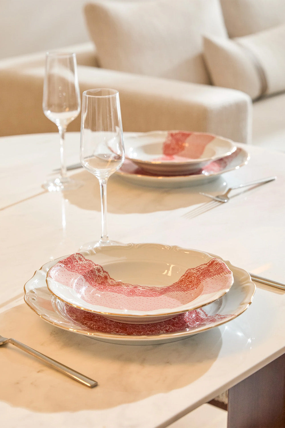 Volante Dentelle 22 Cm Porselen Çukur Tabak - 0