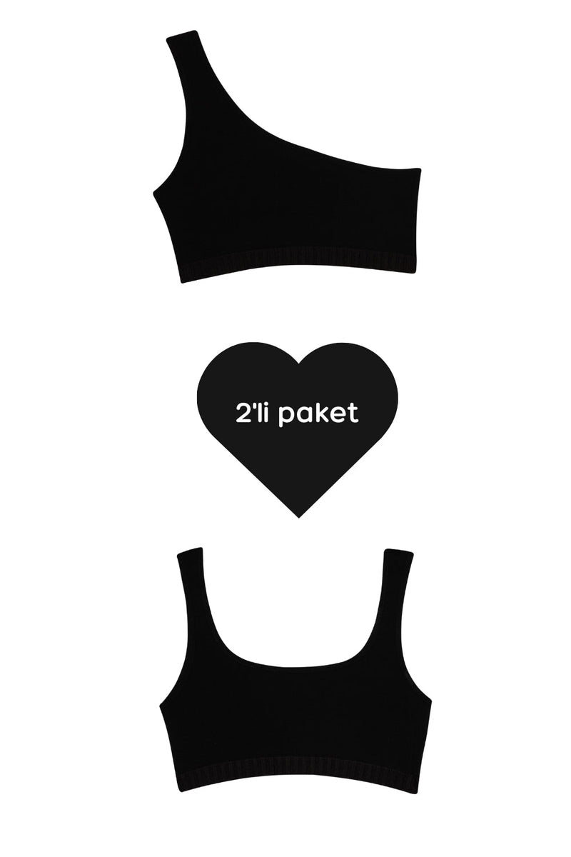 GrabMe Tek Askılı & Klasik Askılı Crop Paket Crop Top | Milagron