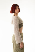 Handarte Los Angeles-Bej El Örgüsü Crop Top-Crop Top-2-Milagron.com