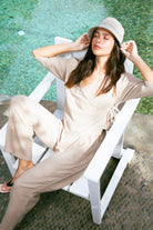 Handarte Los Angeles-Bej Müslin Wrap Top-Crop Top-2-Milagron.com