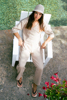 Handarte Los Angeles-Bej Müslin Wrap Top-Crop Top-3-Milagron.com