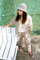 Handarte Los Angeles-Bej Müslin Wrap Top-Crop Top-5-Milagron.com