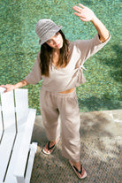 Handarte Los Angeles-Bej Müslin Wrap Top-Crop Top-6-Milagron.com