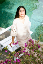 Handarte Los Angeles-Bej V Yaka Lodos Top-Top-1-Milagron.com