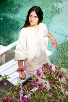 Handarte Los Angeles-Bej V Yaka Lodos Top-Top-3-Milagron.com