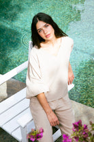 Handarte Los Angeles-Bej V Yaka Lodos Top-Top-5-Milagron.com