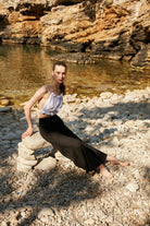 Handarte Los Angeles-Beyaz Büzgülü İpli Crop-Crop Top-2-Milagron.com