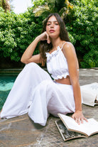 Handarte Los Angeles-Beyaz Büzgülü İpli Şile Bezi Crop-Crop Top-5-Milagron.com