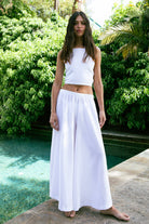 Handarte Los Angeles-Beyaz şile Bezi Kare Crop-Crop Top-3-Milagron.com