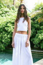 Handarte Los Angeles-Beyaz şile Bezi Kare Crop-Crop Top-5-Milagron.com