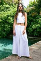 Handarte Los Angeles-Beyaz şile Bezi Kare Crop-Crop Top-6-Milagron.com