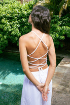 Handarte Los Angeles-Beyaz şile Bezi Kare Crop-Crop Top-8-Milagron.com