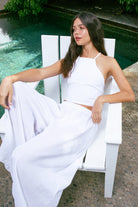 Handarte Los Angeles-Beyaz şile Bezi Kare Crop-Crop Top-9-Milagron.com