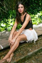 Handarte Los Angeles-El Örgüsü Siyah V Yaka Crop-Crop Top-4-Milagron.com