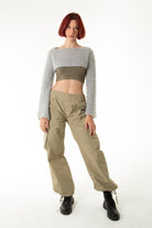 Handarte Los Angeles-Gri El Örgüsü Crop Top-Crop Top-1-Milagron.com