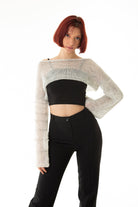 Handarte Los Angeles-Gri Salaş Angora Crop Top-Crop Top-8-Milagron.com