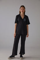 Handarte Los Angeles-Kare Desenli Kısa Kollu Siyah Gömlek-Gömlek-1-Milagron.com