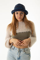 Handarte Los Angeles-Kırçıllı Mavi El örgüsü Bucket Şapka-Şapka-1-Milagron.com