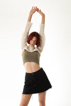 Handarte Los Angeles-Krem File El Örgüsü Crop Top-Crop Top-1-Milagron.com