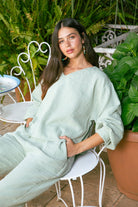 Handarte Los Angeles-Mint Yeşili V Yaka Lodos Top-Top-3-Milagron.com