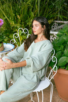 Handarte Los Angeles-Mint Yeşili V Yaka Lodos Top-Top-4-Milagron.com