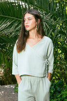 Handarte Los Angeles-Mint Yeşili Wrap Top-Top-2-Milagron.com