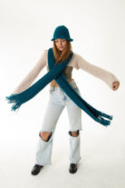 Handarte Los Angeles-Petrol Mavisi El örgüsü Bucket Şapka / Atkı Set-Şapka-1-Milagron.com