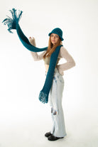 Handarte Los Angeles-Petrol Mavisi El örgüsü Bucket Şapka / Atkı Set-Şapka-2-Milagron.com