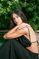 Handarte Los Angeles-Siyah Büzgülü İpli şile Bezi Crop-Crop Top-6-Milagron.com