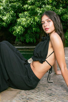 Handarte Los Angeles-Siyah Büzgülü İpli şile Bezi Crop-Crop Top-7-Milagron.com