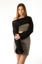 Handarte Los Angeles-Siyah Salaş Angora Crop Top-Crop Top-2-Milagron.com