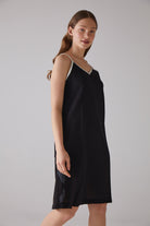 Handarte Los Angeles-Yaprak Desen Askılı Siyah Gecelik-Gecelik-5-Milagron.com