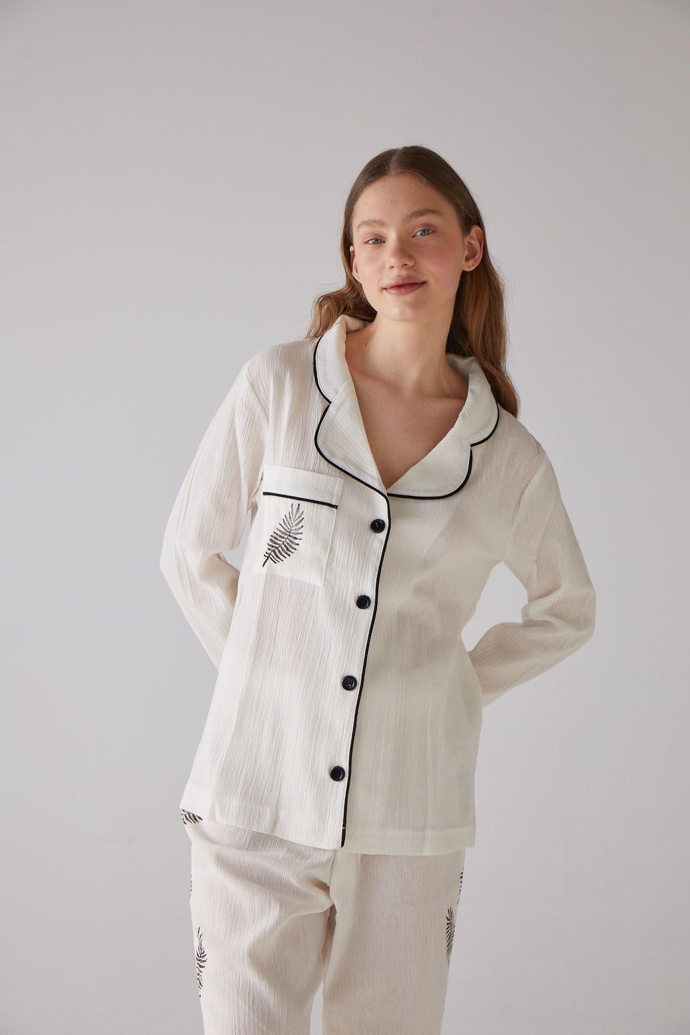 Handarte Los Angeles-Yaprak Desen Uzun Pijama Takımı-Pijama Takımı-5-Milagron.com
