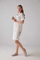 Handarte Los Angeles-Yaprak Desen V Yaka Beyaz Gecelik-Gecelik-2-Milagron.com