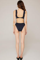 Haracci-Eve V-Yaka Fiyonklu Derin Koyu Lacivert Mayo-Bikini & Mayo-2-Milagron.com