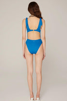 Haracci-Eve V-Yaka Fiyonklu Mavi Mayo-Bikini & Mayo-2-Milagron.com