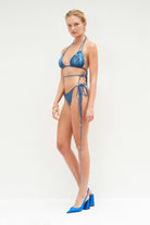 Haracci-Queen of Flowers Üçgen Bikini Nikel Mavi-Bikini & Mayo-5-Milagron.com