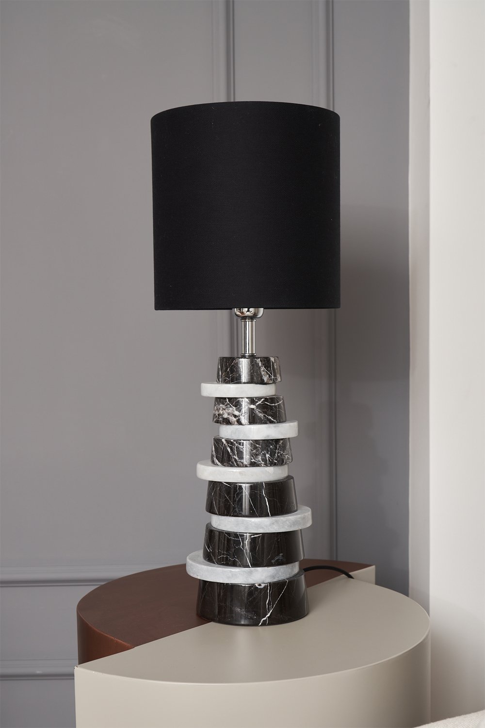 Haus 34-Round Mix Mermer Abajur-Abajur-6-Milagron.com