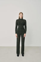 Hip + Happen-Jasmine Mesh Kumaş Yüksek Bel Pantolon-Kumaş Pantolon-1-Milagron.com