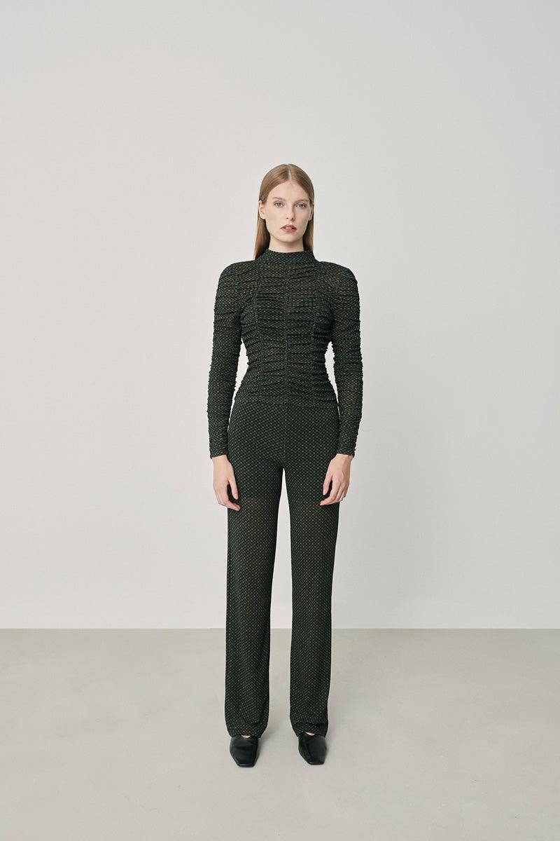 Hip + Happen-Jasmine Mesh Kumaş Yüksek Bel Pantolon-Kumaş Pantolon-1-Milagron.com