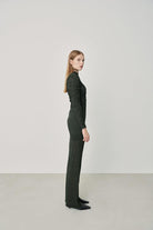 Hip + Happen-Jasmine Mesh Kumaş Yüksek Bel Pantolon-Kumaş Pantolon-4-Milagron.com