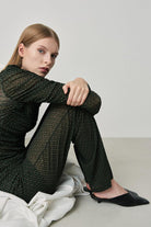 Hip + Happen-Jasmine Mesh Kumaş Yüksek Bel Pantolon-Kumaş Pantolon-5-Milagron.com