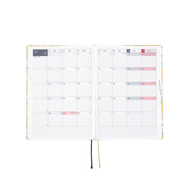 Hobonichi-Hon A5 2025 Japanese Version Liberty Fabrics:Paysanne Blossom Ajanda/Planner-Çizgili-10-Milagron.com