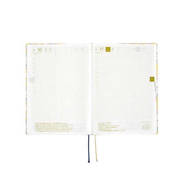 Hobonichi-Hon A5 2025 Japanese Version Liberty Fabrics:Paysanne Blossom Ajanda/Planner-Çizgili-11-Milagron.com