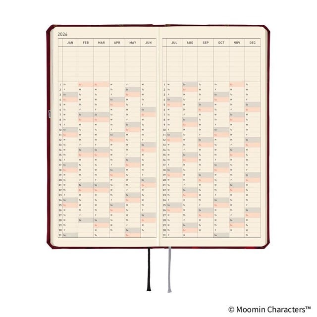 Hobonichi Techo Weeks Japanese Slim Schedule Book - Little My : 2026 Monday Start Deep Red