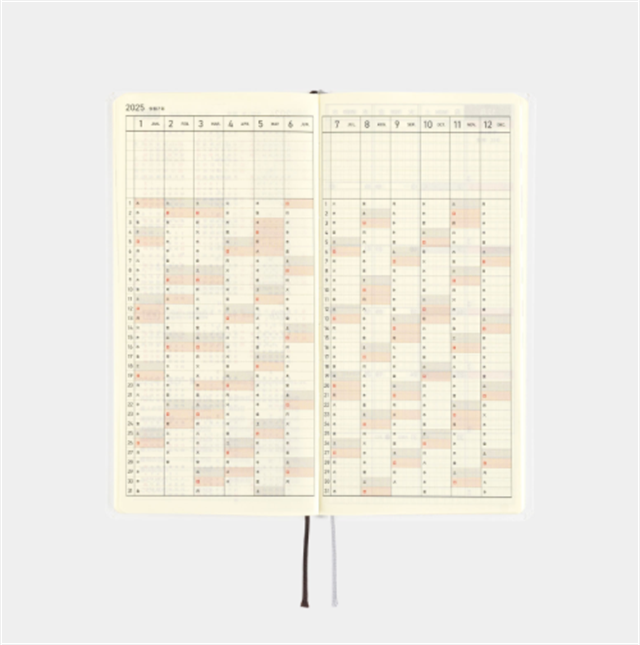 Hobonichi-Techo Weeks 2025 Hiroko Kubota: Night Cherry Blossom Snow Globe Ajanda/Planner-Çizgili-11-Milagron.com